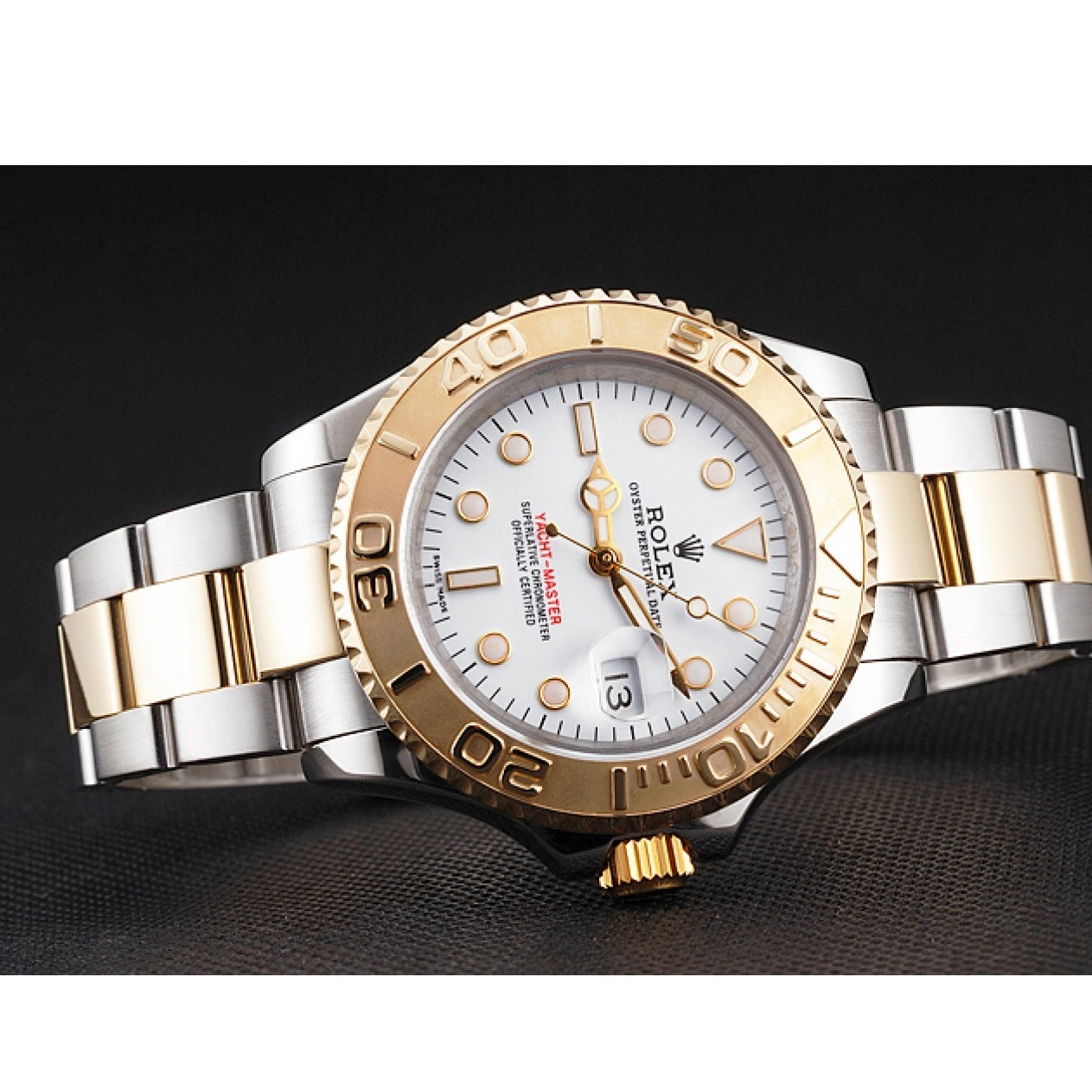 Aaa fake watches Bracelet Two White Swiss Gold Yacht-Master Stainless Steel Case Dial Bezel Tone Rolex 0719